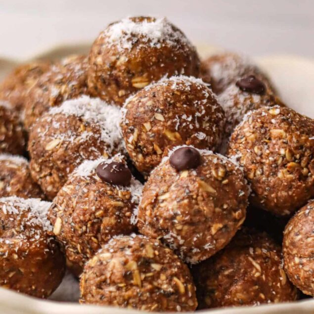 Cookie Dough Energy Bites featured image focused shot