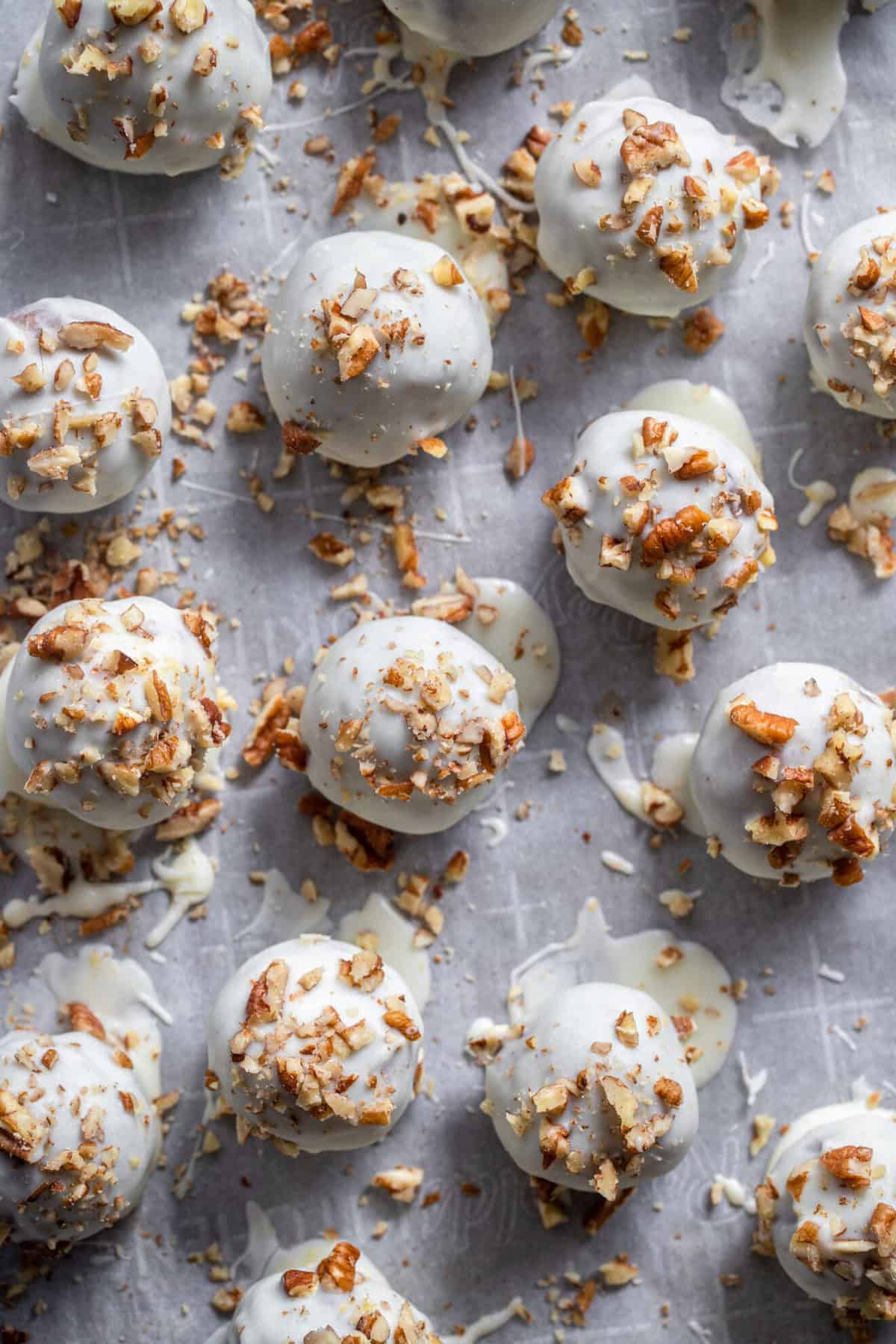 Carrot cake truffle recipe close up with sprinkles
