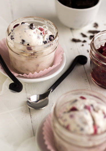 Pomegranate and Dark Chocolate Chunk Ice Cream {Lower Fat + Gluten Free} - Food Faith Fitness