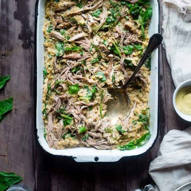 Slow Cooker Honey Mustard Pork and Rice - Let the slow cooker do the work for you with this healthy honey mustard slow cooker pork loin and rice that's gluten free, under 10 ingredients and so easy! | Foodfaithfitness.com | @FoodFaithFit