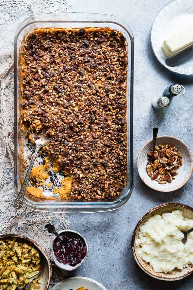 Paleo Easy Healthy Sweet Potato Casserole with Pecan Topping