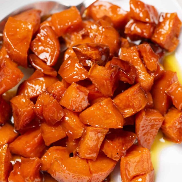 Sweet roasted sweet potatoes with honey and cinnamon, healthy and delicious side dish or snack, perfect for clean eating, meal prep, and balanced nutrition.