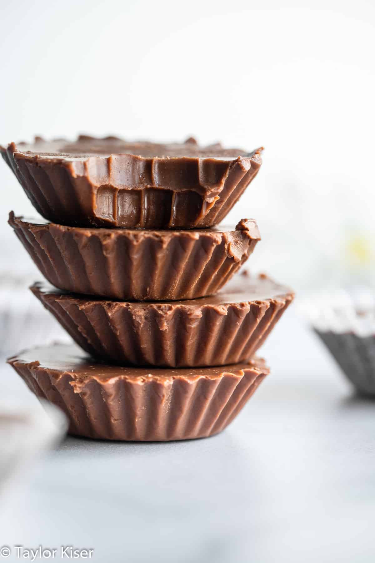 stack of keto chocolate peanut butter fat bombs