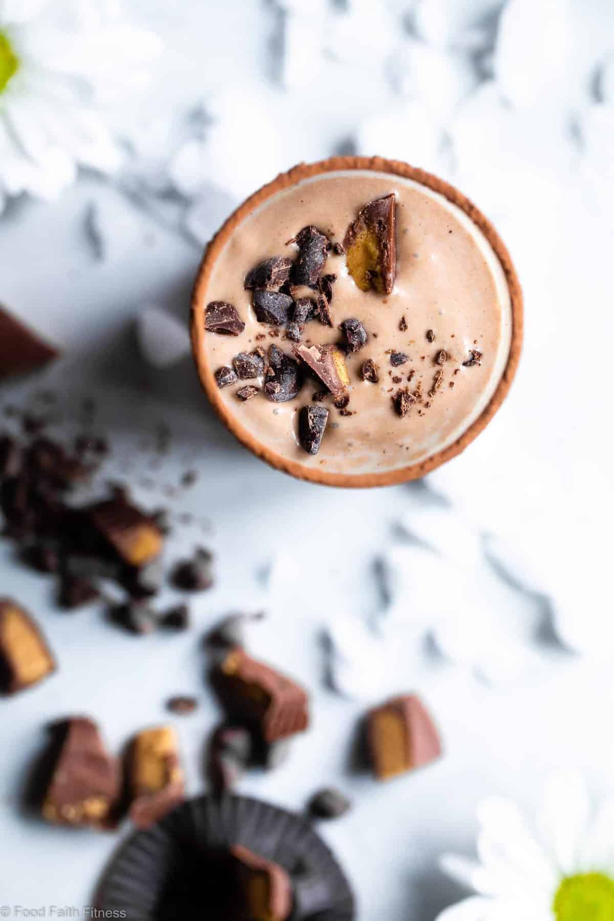 top view of a Keto Smoothie in a tall glass