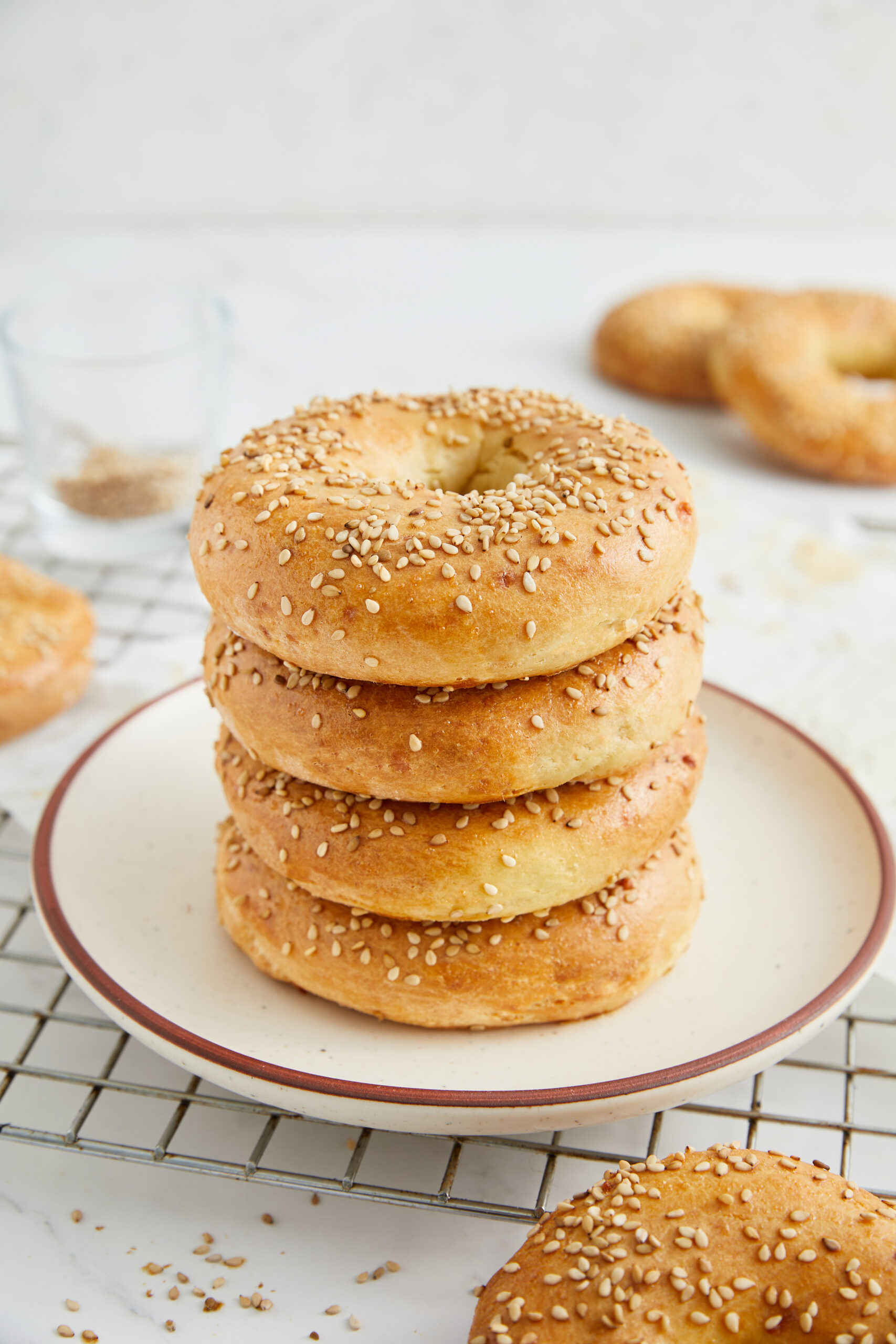 Buttermilk Bagels with Sesame Seeds, healthy breakfast, whole grain, homemade bagels, fresh bakery, nutritious eating, breakfast ideas, food photography, baked goods, delicious bagels.