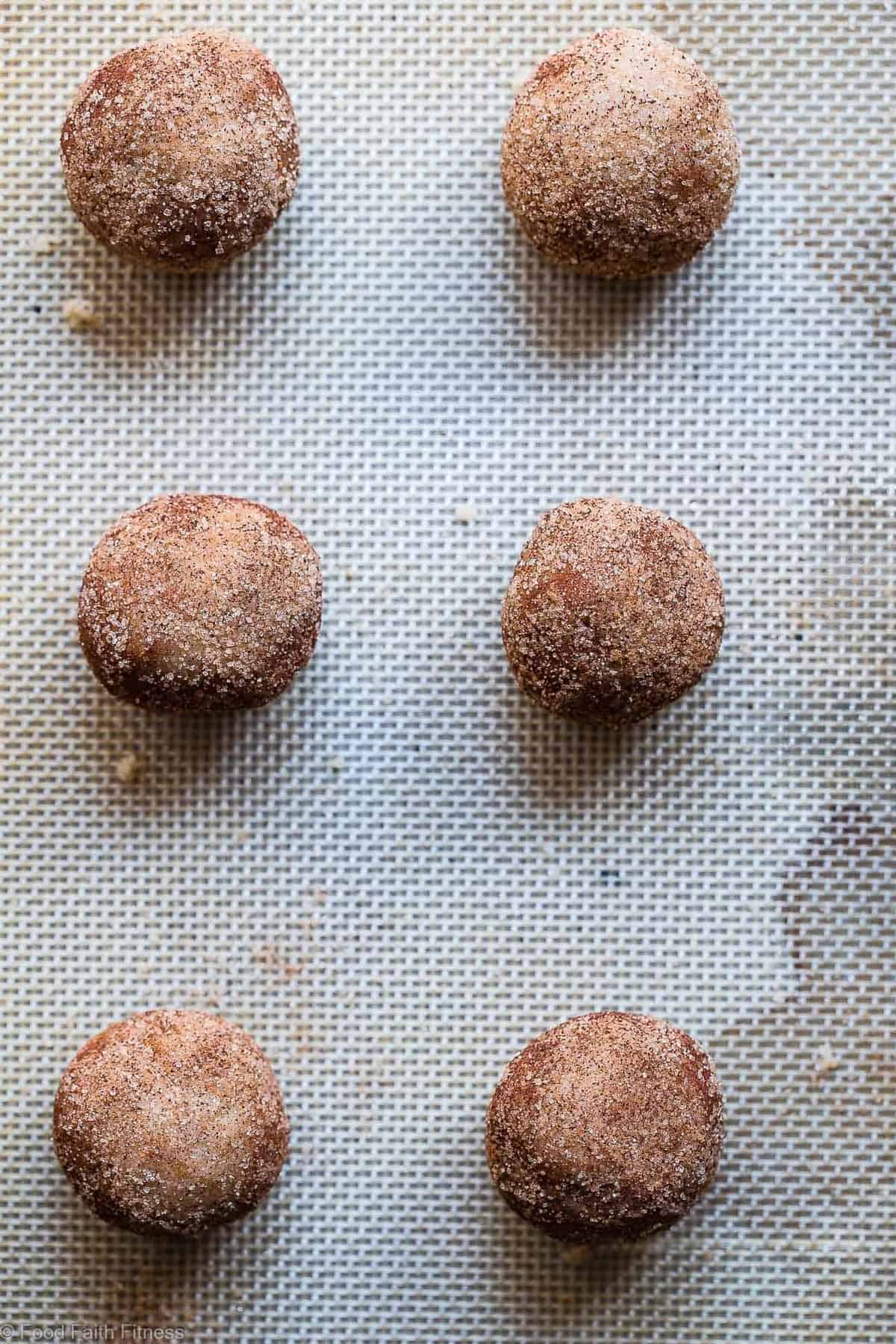 Gluten Free Vegan Snickerdoodles - These EASY, egg, dairy and gluten free snickerdoodles are perfectly soft, chewy and spicy-sweet! Made from simple, pantry-essential ingredients and SO tasty! | Foodfaithfitness | #Glutenfree #Vegan #Healthy #Dairyfree #Eggfree