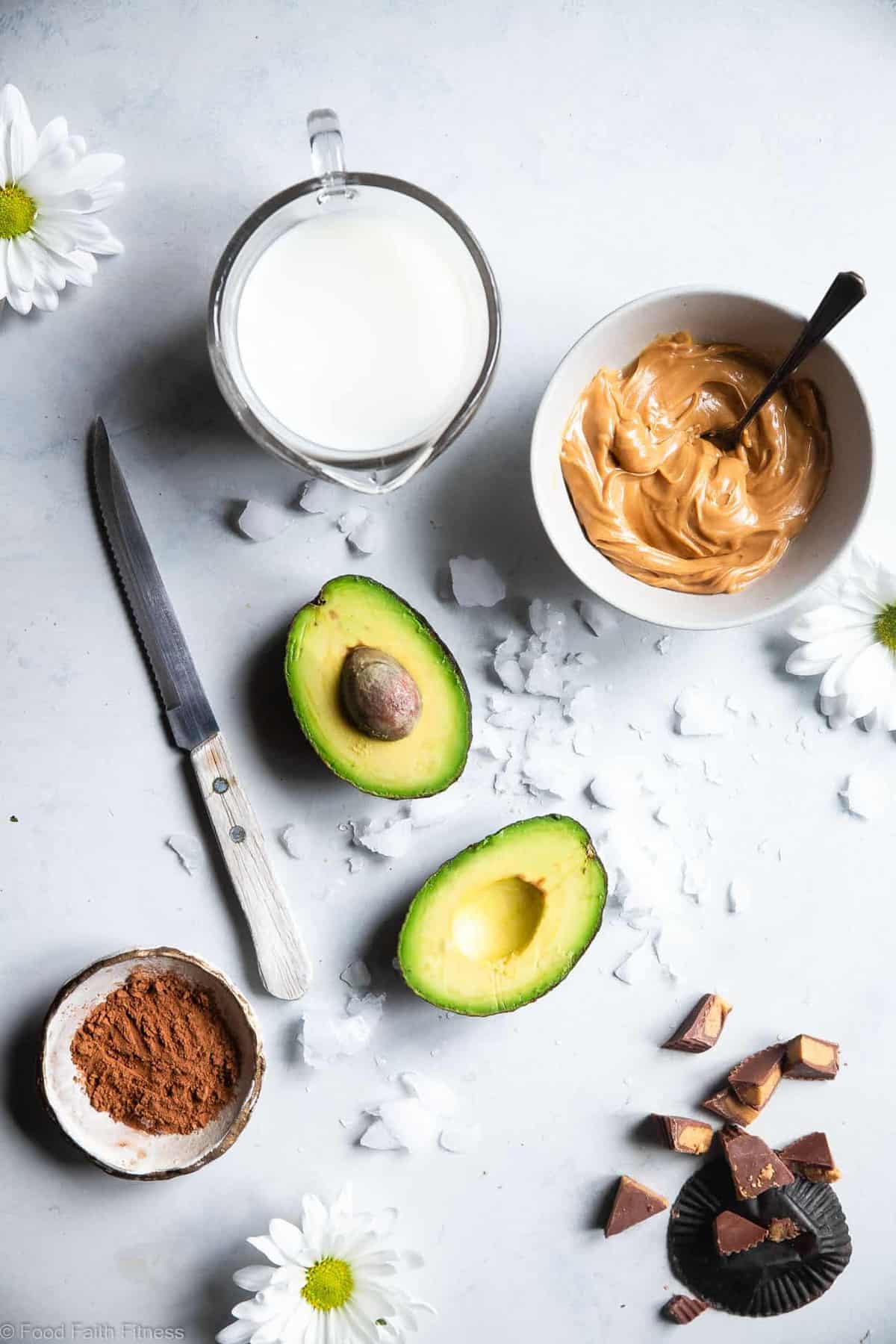 ingredients for keto smoothie arranged on a table