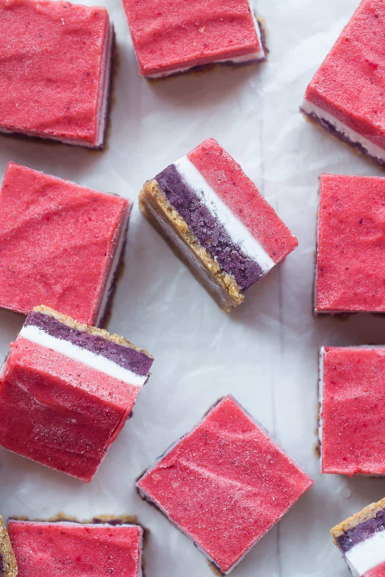 Banana ice cream bars close up photo. Recipe at foodfaithfitness.com