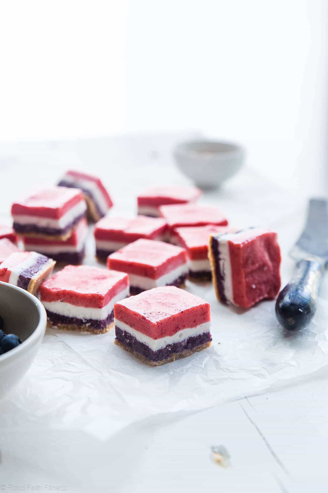 vegan Banana ice cream bars far-away photograph. Recipe at foodfaithfitness.com